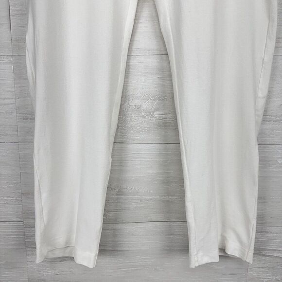Eileen Fisher Pull On Pants Women L Washable Stretch Crepe Slim Ankle White - Picture 4 of 14